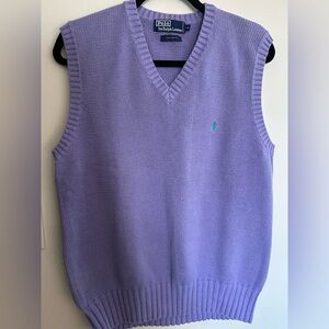 Ralph Lauren Men's V-Neck Lavender Sweater Vest, 100% Cotton